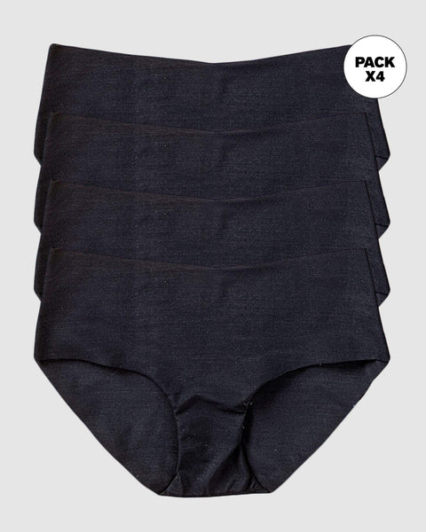 Paquete x 4 panties hípster invisibles ultraplanos de pocas costuras#color_785-negro
