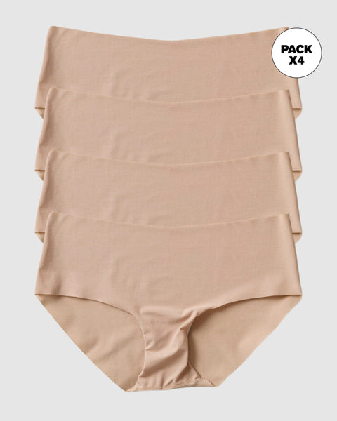 Paquete x 4 panties hípster invisibles ultraplanos de pocas costuras#color_802-cafe-claro