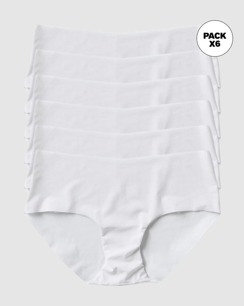 Paquete x 6 panties hípster invisibles ultraplanos de pocas costuras#color_000-blanco