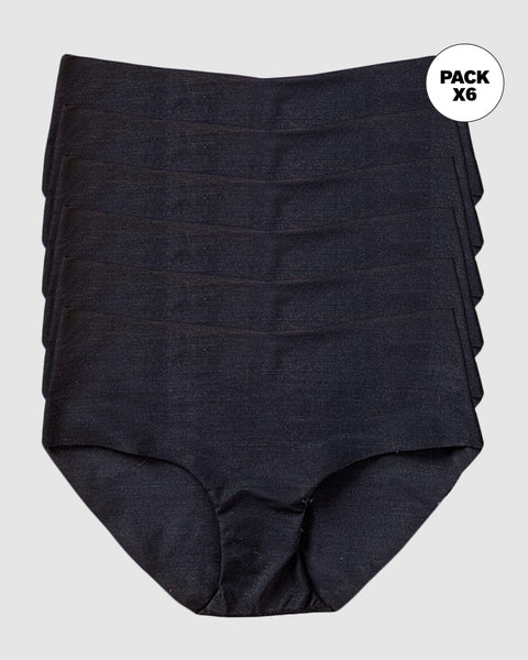 Paquete x 6 panties hípster invisibles ultraplanos de pocas costuras#color_785-negro