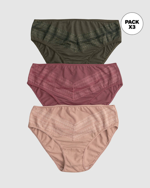 Paquete x 3 panties tipo bikini clásicos y confortables#color_s28-verde-vino-rosa