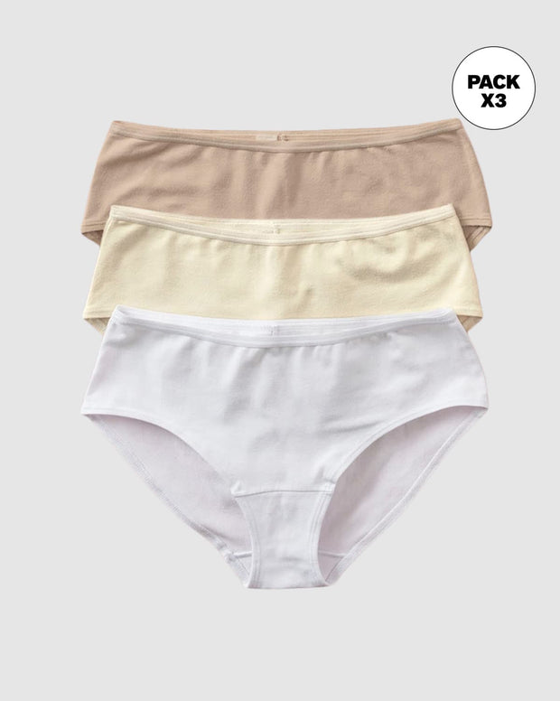 Paquete x 3 panty clásico de máxima comodidad y frescura