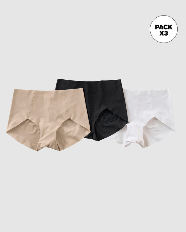 Paquete x 3 panties de apariencia invisible#color_s02-blanco-negro-cafe-claro