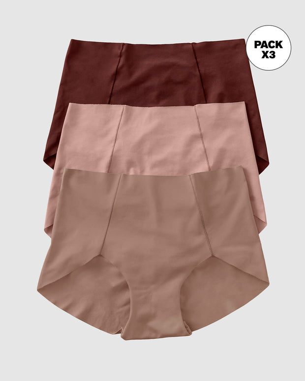 Paquete x 3 panties de apariencia invisible#color_s20-cafe-medio-ocre-rosa-vieja