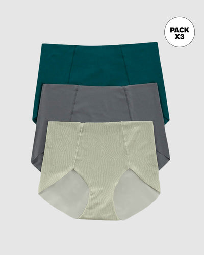 Paquete x 3 panties clásicos de apariencia invisible#color_s27-verde-claro-estampado-verde-gris