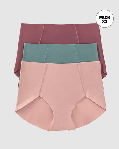 Paquete x 3 panties clásicos de apariencia invisible#color_s28-vino-claro-verde-agua-rosado