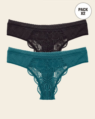 Paquete x 2 panties tipo tanga brasilera en encaje#color_s08-surtido