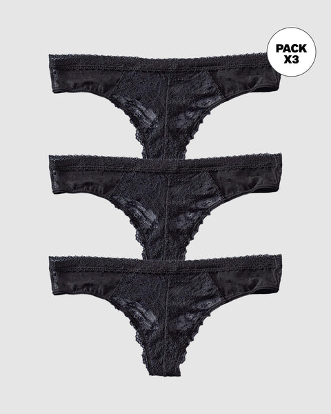 Paquete x3 panties tipo tanga brasilera en encaje#color_700-negro