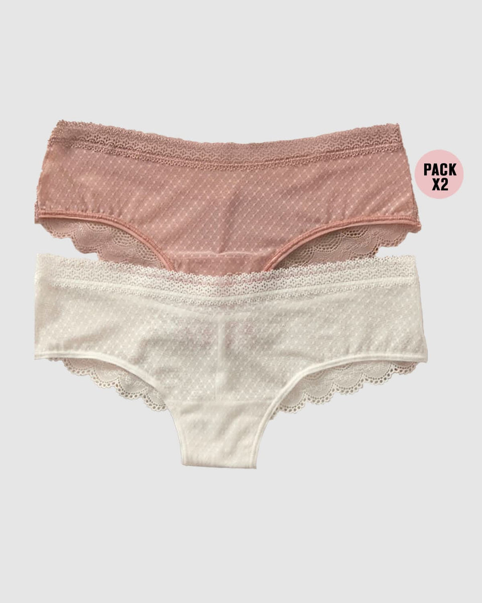 Paquete x 2 panties cacheteros en encaje y tul