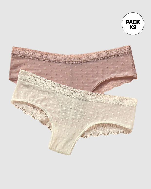 Paquete x 2 panties cacheteros en encaje y tul