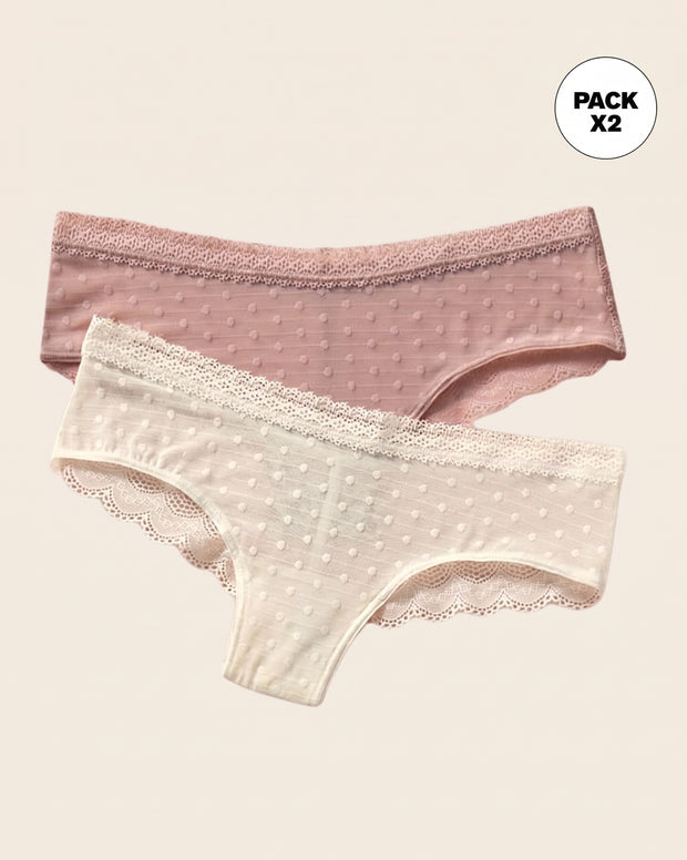 Paquete x 2 panties cacheteros en encaje y tul