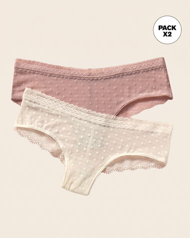 Paquete x 2 panties cacheteros en encaje y tul#color_s44-rosa-perla