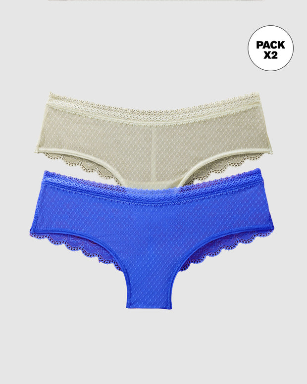 Paquete x 2 Panties Cacheteros en Encaje y Tul