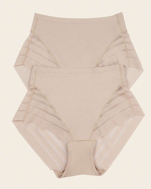 Paquete x 2 Panty faja clásico con control moderado de abdomen y bandas en tul