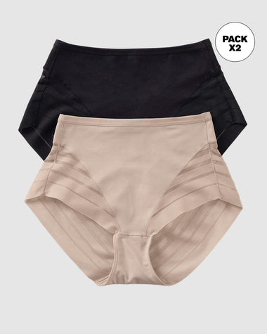 Paquete x 2 panty faja clásicos control moderado de abdomen#color_s01-negro-cafe-claro