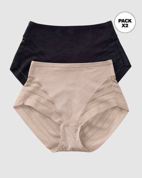 Paquete x 2 panty faja clásicos control moderado de abdomen#color_s01-negro-cafe-claro