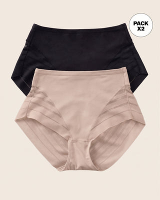 Paquete x 2 panty faja clásicos control moderado de abdomen#color_s01-negro-cafe-claro