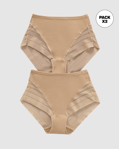 Paquete x 2 panty faja clásicos control moderado de abdomen#color_s02-cafe-medio