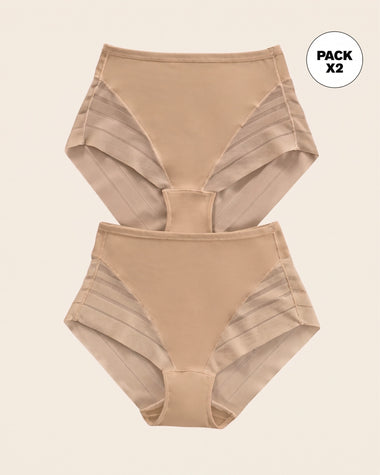 Paquete x 2 panty faja clásicos control moderado de abdomen#color_s02-cafe-medio