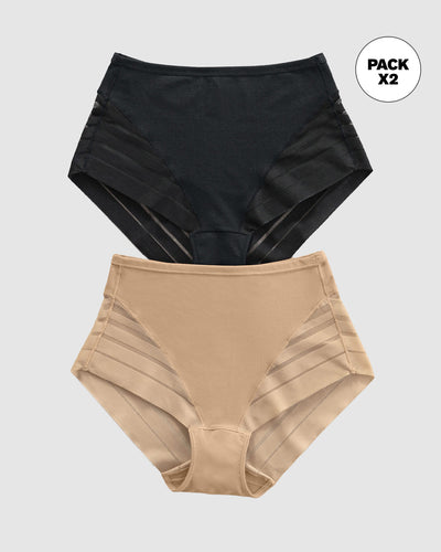 Paquete x 2 panty faja clásicos control moderado de abdomen#color_s03-negro-cafe-med