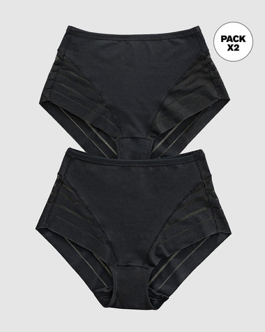Paquete x 2 panty faja clásicos control moderado de abdomen#color_s04-negro