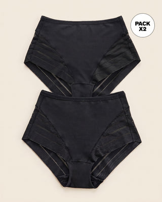 Paquete x 2 panty faja clásicos control moderado de abdomen#color_s04-negro