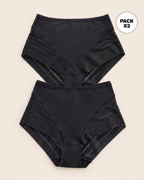 Paquete x 2 panty faja clásicos control moderado de abdomen#color_s04-negro