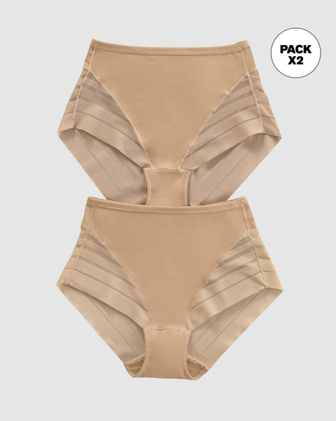 Panty faja clásico paquete x 2 control moderado de abdomen#color_s02-cafe-medio