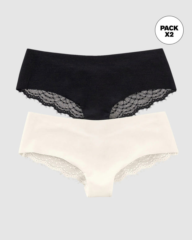 Paquete x 2 panties cacheteros descaderados con encaje