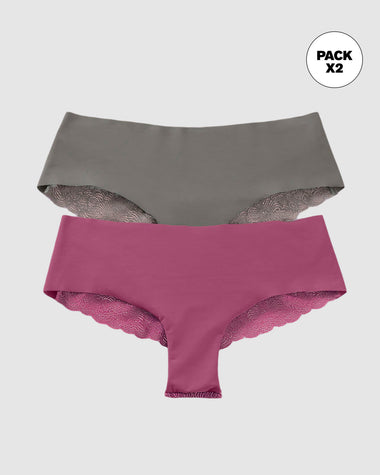 Paquete x 2 panties cacheteros descaderados con encaje#color_s45-mora-verde-grisaceo