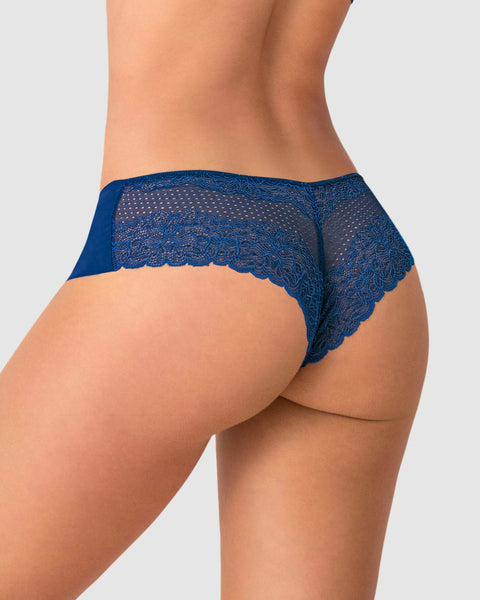 Paquete x 2 panties cacheteros descaderados con encaje#color_s48-azul-oscuro-estampado-puntos