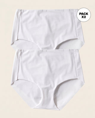 Paquete x 2 panty clásicos efecto invisible control fuerte en abdomen#color_000-blanco