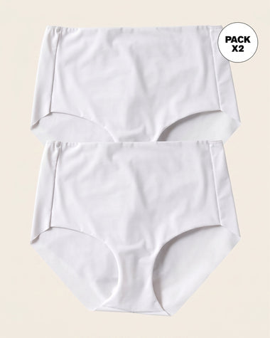 Paquete x 2 panty clásicos efecto invisible control fuerte en abdomen#color_000-blanco