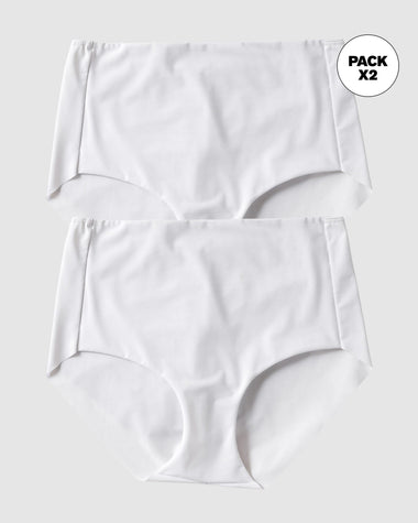 Paquete x 2 panty clásicos efecto invisible control fuerte en abdomen#color_000-blanco