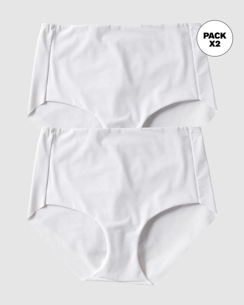 Paquete x 2 panty clásicos efecto invisible control fuerte en abdomen#color_000-blanco