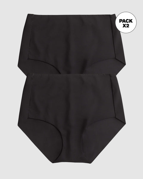 Paquete x 2 panty clásicos efecto invisible control fuerte en abdomen#color_700-negro