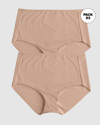Paquete x 2 panty clásicos efecto invisible control fuerte en abdomen#color_802-cafe-claro