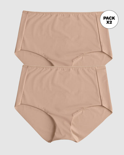 Paquete x 2 panty clásicos efecto invisible control fuerte en abdomen#color_802-cafe-claro