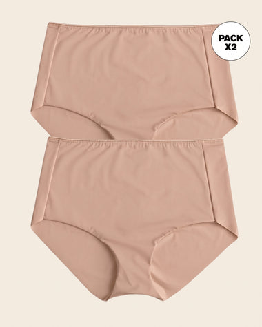 Paquete x 2 panty clásicos efecto invisible control fuerte en abdomen#color_802-cafe-claro
