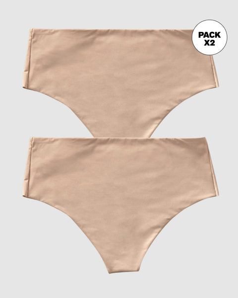 Paquete x 2 panty faja brasilera de control fuerte tiro alto#color_802-cafe-claro