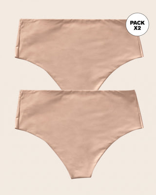 Paquete x 2 panty faja brasilera de control fuerte tiro alto#color_802-cafe-claro