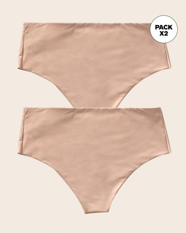 Paquete x 2 panty faja brasilera de control fuerte tiro alto#color_802-cafe-claro