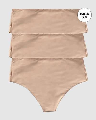 Paquete x 3 Panty faja brasileras de control fuerte tiro alto#color_802-cafe-claro