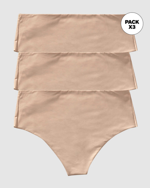 Paquete x 3 Panty faja brasileras de control fuerte tiro alto#color_802-cafe-claro