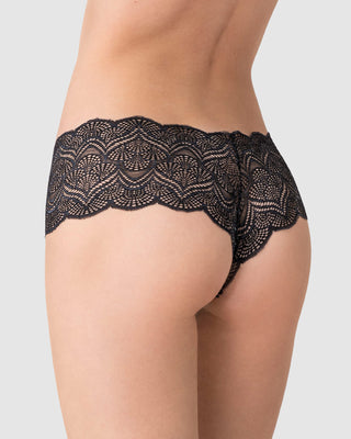 Paquete x 4 panties estilo cachetero en encaje con transparencias y bordes redondeados#color_700-negro