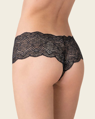 Paquete x3 panties estilo cachetero en encaje con transparencias y bordes redondeados#color_700-negro