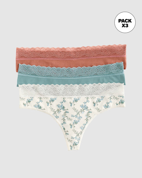Paquete x3 brasilera en algodón elástico con detalle en encaje#color_s17-estampado-verde-azul-terracota