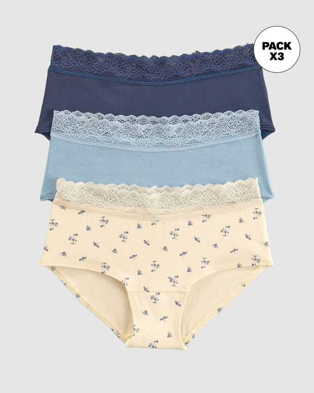 Paquete x3 panties estilo hípster total comodidad