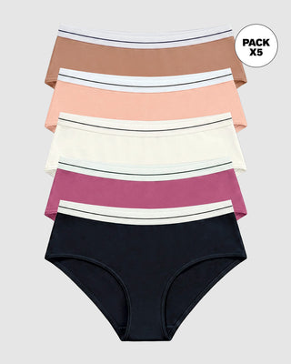 Paquete x 5 panties estilo hípster#color_s11-marfil-negro-rojo-violeta-durazno-cafe