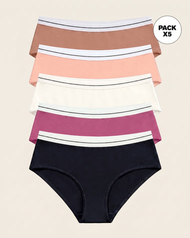 Paquete x 5 panties estilo hípster#color_s11-marfil-negro-rojo-violeta-durazno-cafe